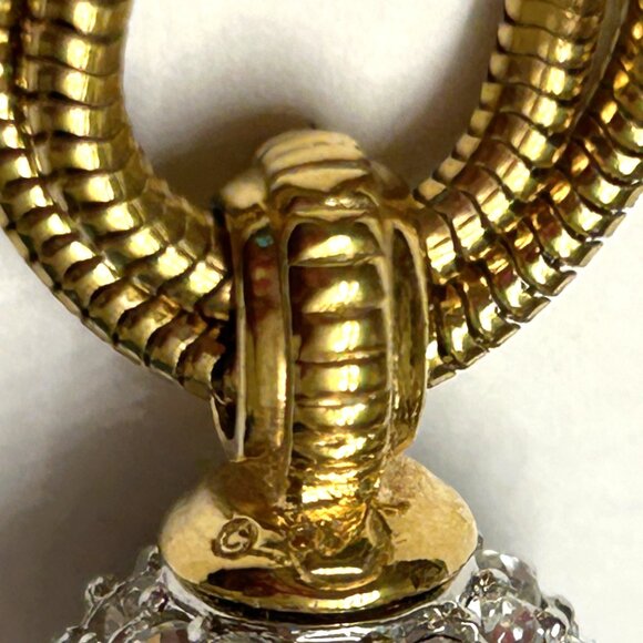 Vintage Swarovski Crystal Ball Pendant on Double Snake Chain Necklace - Picture 6 of 11